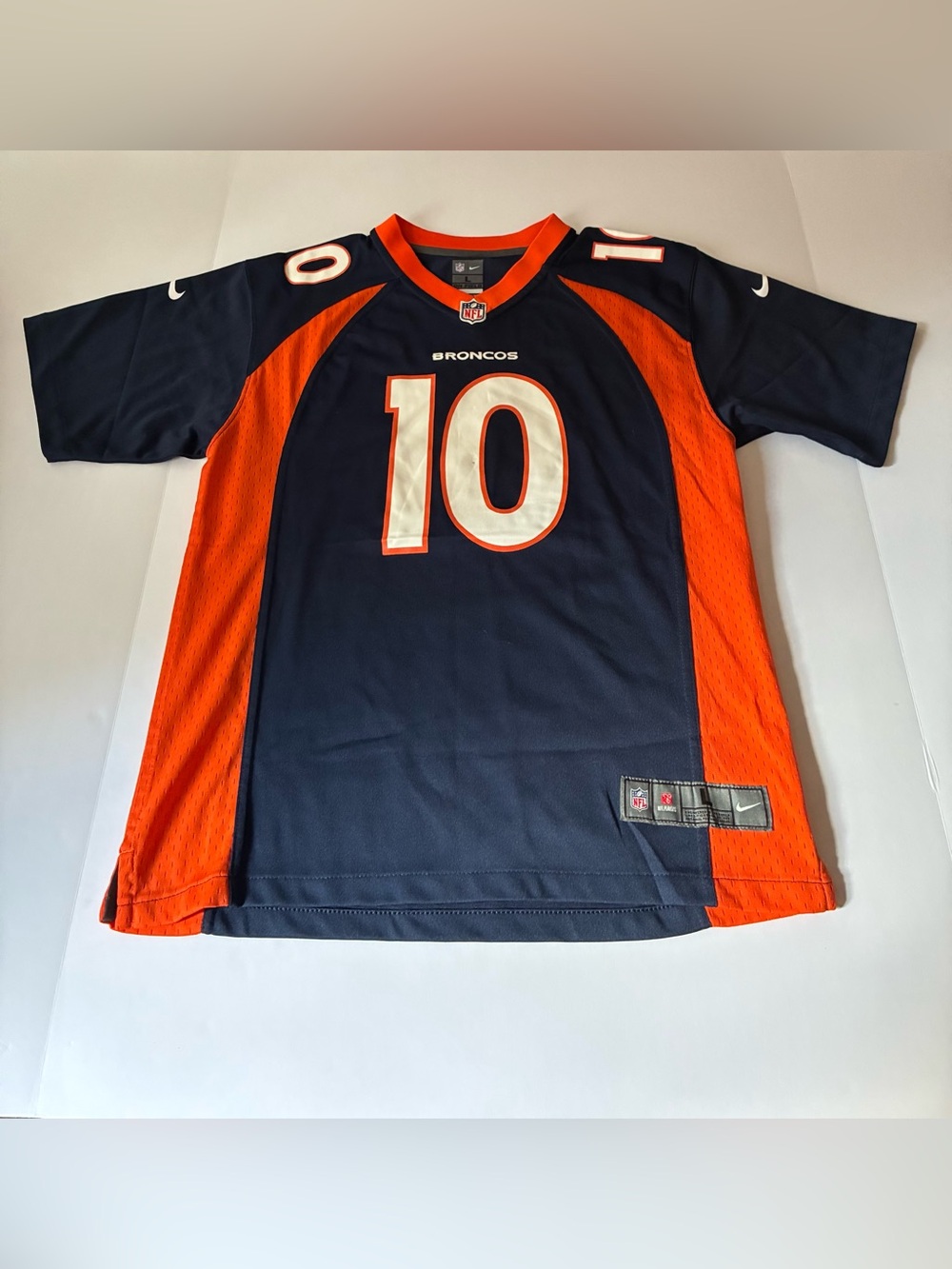 Nike, Broncos Kids Jersey #10 in Navy and Orange Size Large (14-16)
